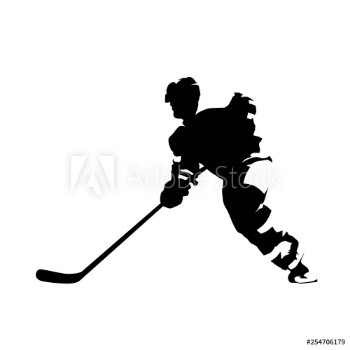 Picture of Hockey player skating with puck isolated vector silhouette Ice hockey team sport